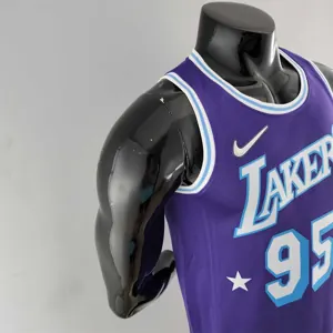 2022 75th Anniversary TOSCANO #95 Los Angeles Lakers City Edition Purple NBA Jersey 6