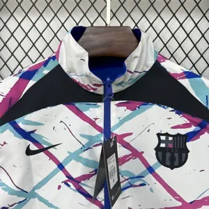 25-26 Barcelona White&Blue Trench Coat Reversible Windbreaker Double-Sides Jacket 6