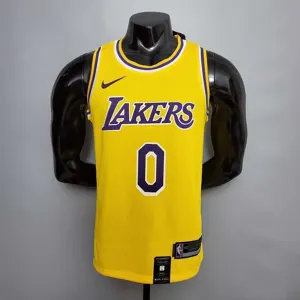 New KUZMA #0 Lakers Commemorative Edition Round neck yellow 4
