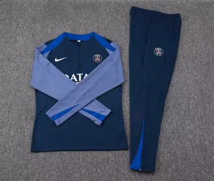 25-26 PSG Navy&Grey Training Kits Long Football Tracksuits 2