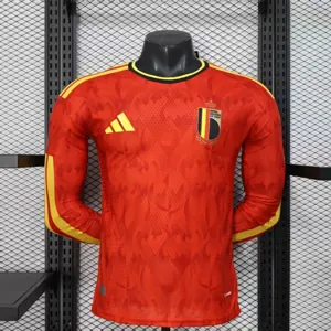2026 World Cup Belgium Home Kit Player Version Long Sleeve Football Shirt AAAAJerseys Supply Yu