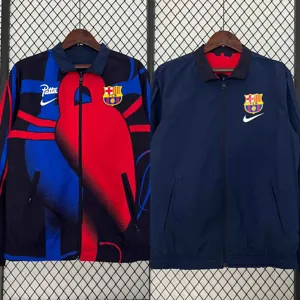 23-24 Barcelona Reversible Windbreaker Red&Navy Special Edition Style Double-Sides Jacket For S