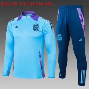 2024 Argentina Kids Long Sleeve Training Suit Football Shirts