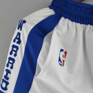 Golden State Warriors NBA Shorts White Blue Trim 6