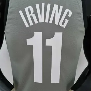 75th Anniversary Irving #11 Brooklyn Nets City Edition Gray NBA Jersey 3