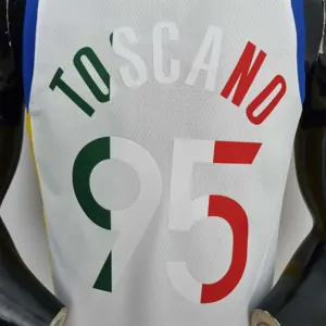 75th Anniversary Toscano#95 Golden State Warriors Mexico Exclusive White NBA Jersey 2
