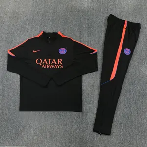 26-27 PSG Black Kit Football Aldult Training Long Sleeve Tracksuit Yupoo 5