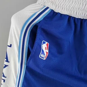 Los Angeles Lakers retro NBA Shorts Blue White Trim 2