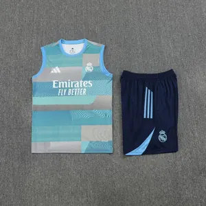 25-26 Real Madrid Training Kits Light Blue Football Vest Suits 5