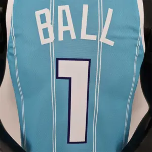 75th Anniversary Ball #1 Charlotte Hornets Blue NBA Jersey 4