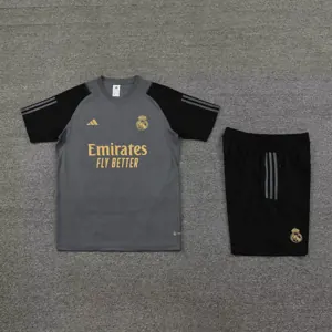 23-24 Real Madrid Traning Suits Grey Short Kits Soccer Jerseys Yupoo 1