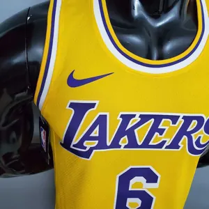 James #6 Lakers Round neck yellow 3