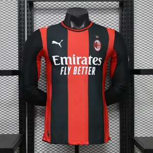 26-27 AC Milan Mens Home Kit Player Version Football Long Sleeve T-Shirt AAAAJersey Wholesale Yupoo
