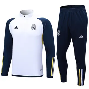 23-24 Real Madrid Long Sleeve White Half-Pull Training Suit Cheap Jerseys Yupoo