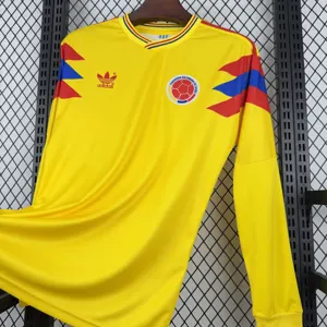 1990 Colombia Retro Mens Home Kit Football Long Sleeve Shirt AAAAJersey Supply Yupoo 6 2