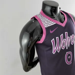 Minnesota Timberwolves RUSSELL#0 Black and Purple NBA Jersey 7
