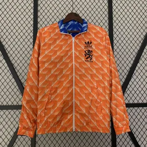 2024 Netherlands Reversible Windbreaker Orange&Blue Double-Sides Jacket Soccer Jerseys For Sale 2