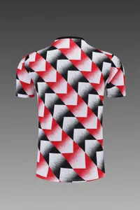 22-23 Manchester United training suit short sleeve kit red black and white color matching 8