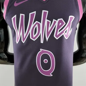 Minnesota Timberwolves RUSSELL#0 Black and Purple NBA Jersey 5