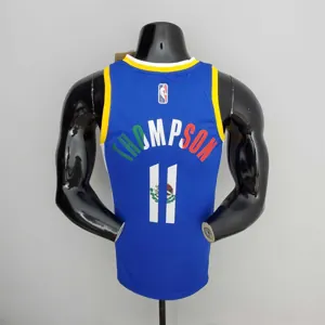 75th Anniversary Golden State Warriors Thompson #11 Mexico Edition Blue NBA Jersey 7