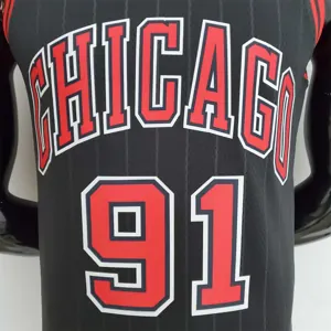 75th Anniversary Rodman#91 Bulls Flyers Black NBA Jersey 5