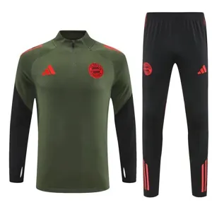 25-26 Bayern Munich Green Training Kits Long Football Tracksuits