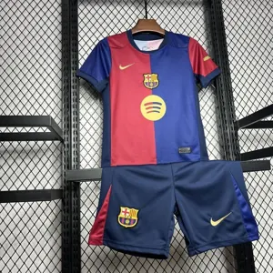 24-25 Barcelona Home Kid Kits Youth Apparels Soccer AAAAJersey Yupoo 4
