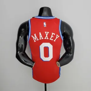 2021 MAXEY#0 76ers Jordan Themed Red NBA Jersey 4