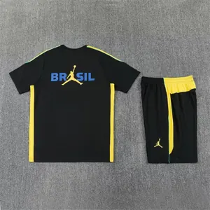 2026 Jordan Brazil Mens Kit Black with Yellow Training Suit Yupoo 6 6