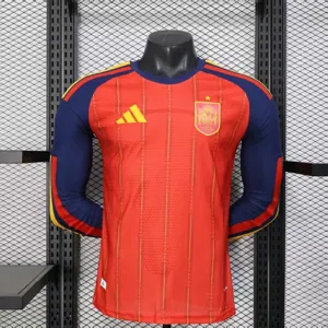 2026 Spain Home Kit Soccer World Cup Player Version Long Sleeve Shirt AAAAJersey Supply Yupoo