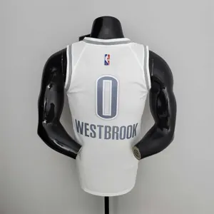 75th Anniversary 2202 Season Oklahoma City Thunder WESTBROOK#0 City Edition White NBA Jersey 8