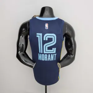 75th Anniversary Memphis Grizzlies MORANT#12 Navy Blue NBA Jersey 6