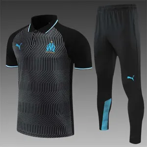 Polo Marseille black with grey-stripe