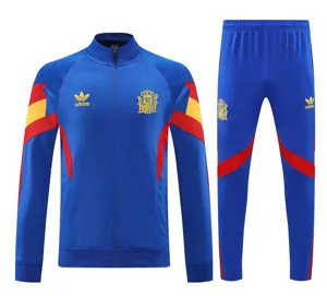 25-26 Spain Blue Football Tracksuit Long Jacket Suits AAAAJersey Supply Factory Yupoo