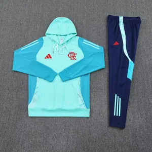 25-26 Flamengo Light Blue Football Training Kit Long Hoodie Tracksuits 1