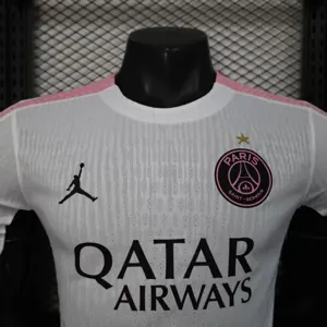 25-26 PSG White&Pink Pre-Match Kit Player Version Shirt Soccer AAAAJersey Yupoo 4