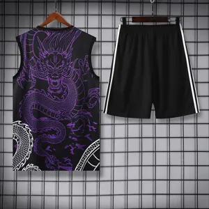 24-25 Real Madrid Purple Dragon Training Vest Kits(Top+Shorts) Football Replicas Yupoo 1