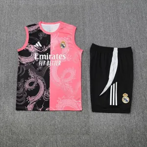 25-26 Real Madrid Pink&Black Dragon Training Kits Football Tracksuits 3