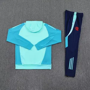 25-26 Flamengo Light Blue Football Training Kit Long Hoodie Tracksuits 5