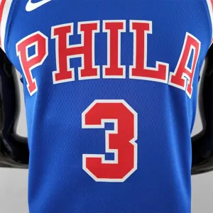 Retro Philadelphia 76ers Iverson #3 crew neck blue NBA Jersey 3