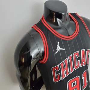 75th Anniversary Rodman#91 Bulls Flyers Black NBA Jersey 7