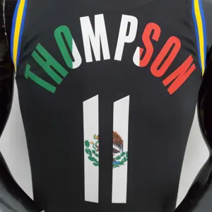 2022 75th Anniversary Golden State Warriors Thompson #11 Mexico Edition Black NBA Jersey 6