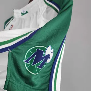 2022 Dallas Mavericks Urban Edition NBA Shorts White Green Trim 8
