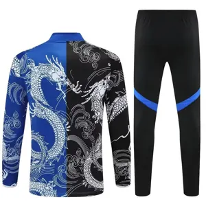 25-26 Real Madrid Black&Blue Dragon Training Kits Long Football Tracksuits 2