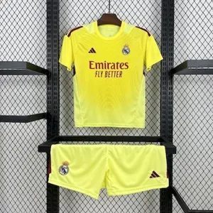 25-26 Real Madrid Yellow Goalkeeper Kid Kits Youth Apparels Sino AAAAJersey Supply Yupoo