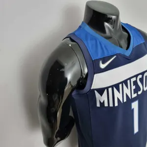 75th Anniversary Minnesota Timberwolves Edwards #1 Royal Blue NBA Jersey 7