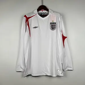 2006 Retro Long Sleeve England Home S-XXL