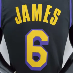 2021 JAMES#6 Los Angeles Lakers Black Latin Black NBA Jersey 2