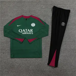 24-25 PSG Long Sleeve Tracksuit Green Training Suits Football AAAAJersey Yupoo 2