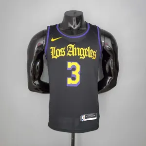 2021 DAVIS#3 Los Angeles Lakers Black Latin Black